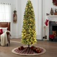 thumbnail image 1 of 6 ft/7.5 ft Pencil Christmas Tree, Prelit Artificial Xmas Tree with 200/300 Led Lights, Decorations, Slim Full Christmas Tree, Skinny Hinged Christmas Tree for Party, Home and Office, 1 of 8