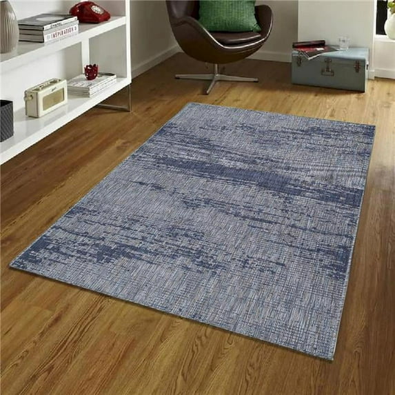 6 ft. 7 ft. x 9 in. Oksana Blues Quick Dry Modern Distressed Indoor & Outdoor Rectangle Area Rug