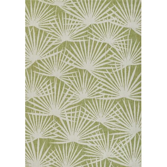 Green Geometric Synthetic Flat Woven Washable Rug 6'7" x 9'6"