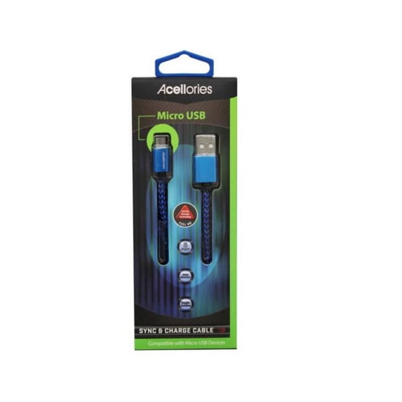 6 ft. Acellories Micro USB Cable, Blue - Pack of 72