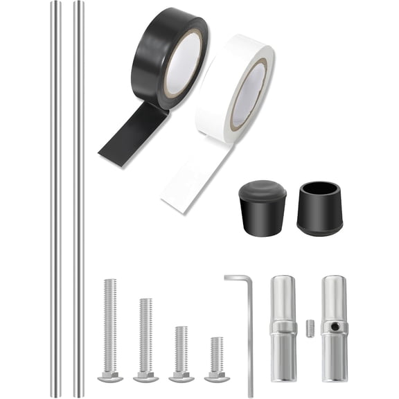 6 ft Aluminum Color Guard Flag Pole with Weight, 2 * 3-ft Color Guard Pole, with Plastic Black End Cap Tips and Tape for Standard Lightweight Practice Pole Flags