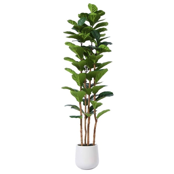 6 ft. Artificial Fiddle Leaf Fig Tree with Realistic Leaves and Natural Trunk, Silk Faux Potted Tree