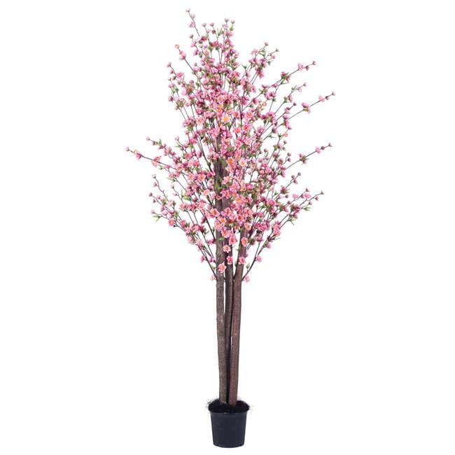6' Hot Pink Silk Blossom Tree in Black Plastic Pot