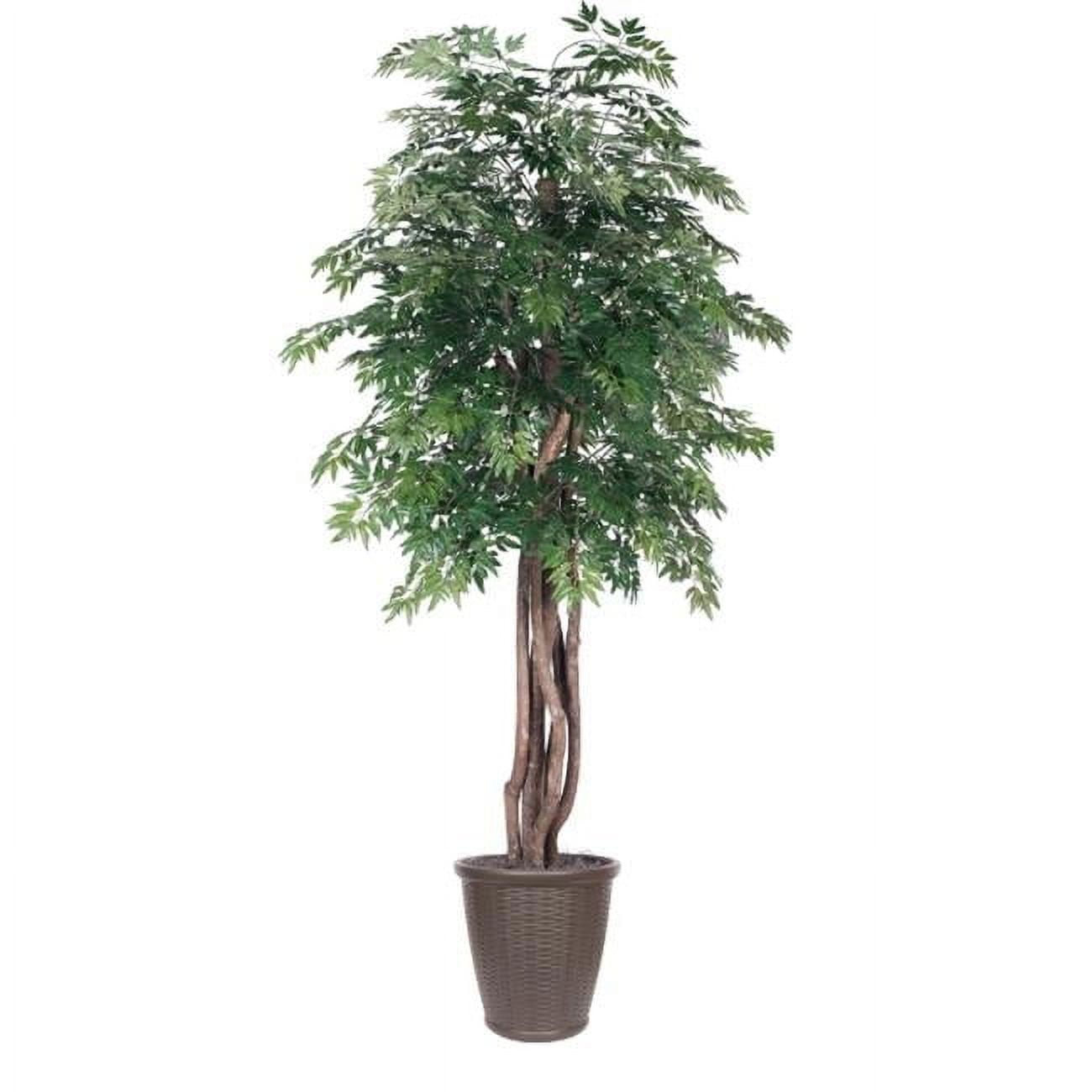 Elegant Silk Ming Aralia 73" Faux Potted Tree with Realistic Dragonwood