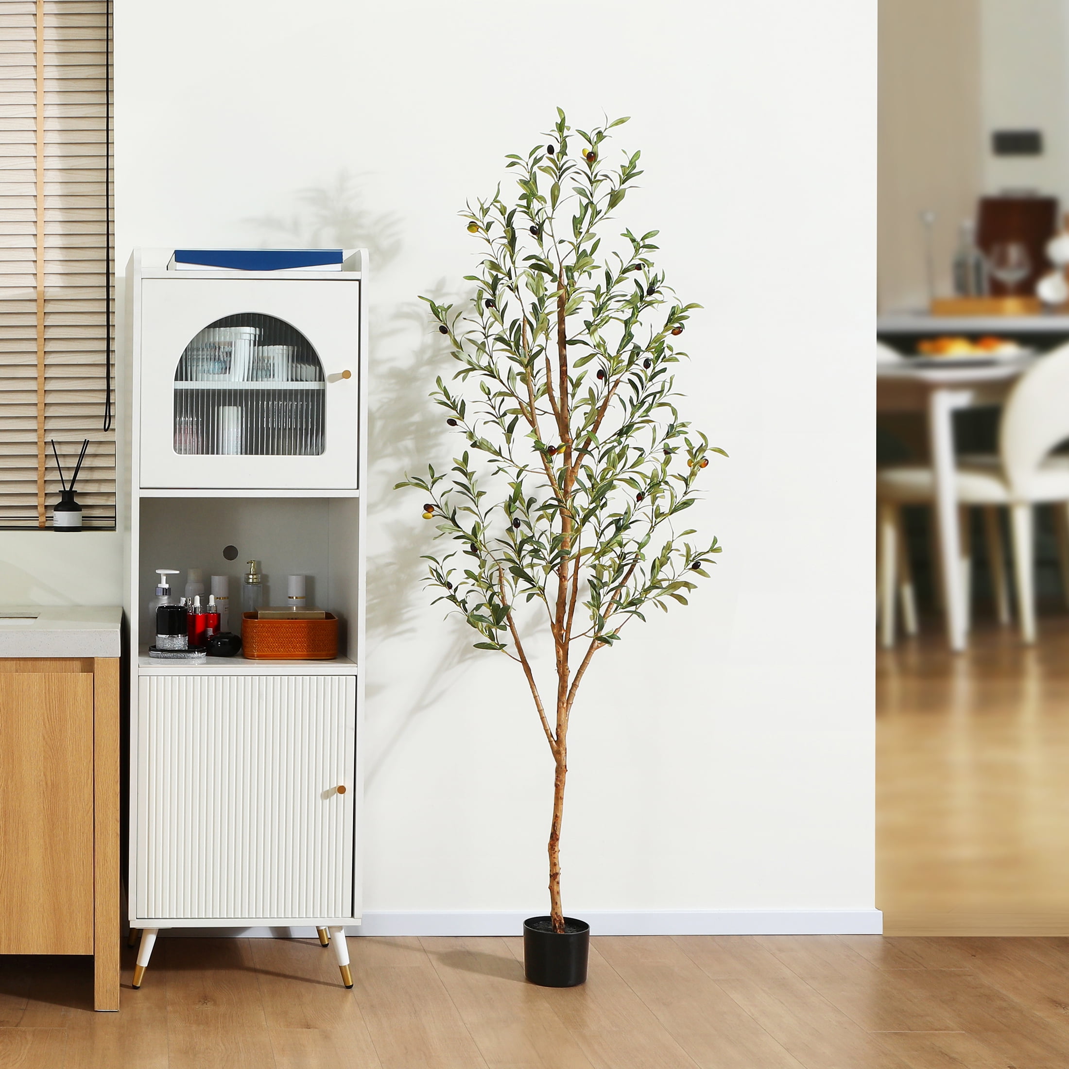 Kazeila Artificial Olive Tree 6FT Tall Faux Silk Plant for Home Office  Decor Indoor Fake Potted Tree with Natural Wood Trunk and Lifelike Fruits