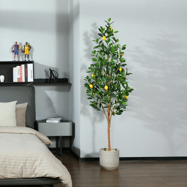 6 ft Artificial lemon Plants with Realistic Leaves and Natural Trunk