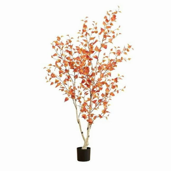 6 ft. Autumn Birch Artificial Fall Tree, Orange