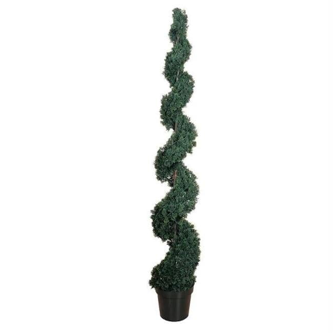 Majestic Spiral Cedar Silk Topiary in Pot - 44" Outdoor