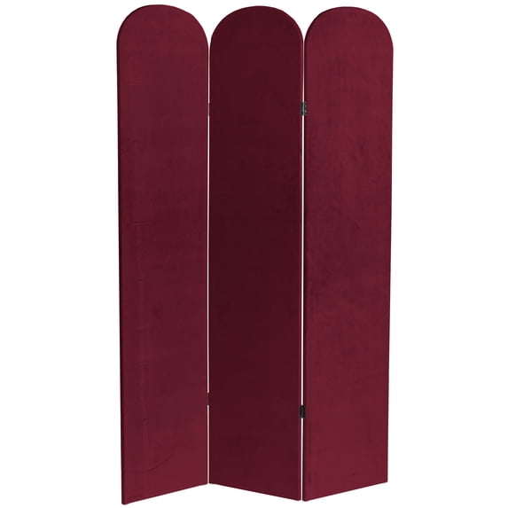 6 ft. Classic Arch Velvet Room Divider Burgundy 3 Panel