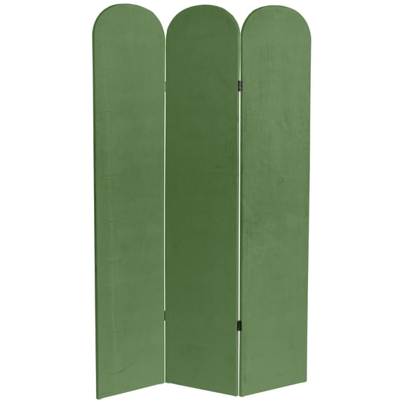 6 ft. Classic Arch Velvet Room Divider Green 3 Panel