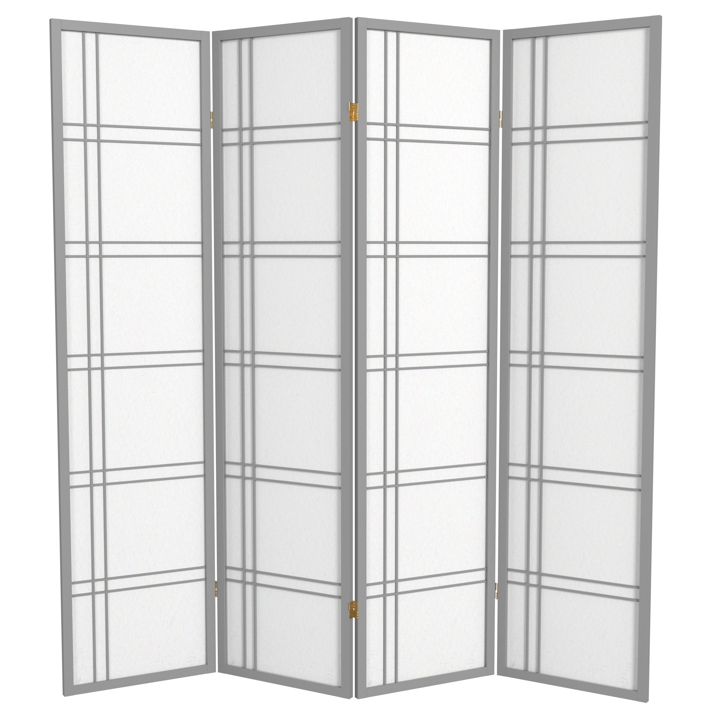 6 ft. Double Cross Shoji Screen - Special Edition Grey - Freestanding 4 Panel Divider