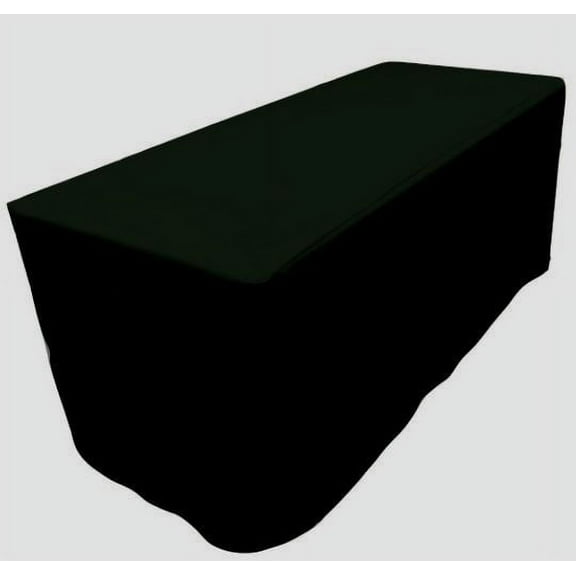 6' ft. Fitted Polyester Table Cover Wedding Banquet Event Tablecloth 21 COLORS", (Color: Black)