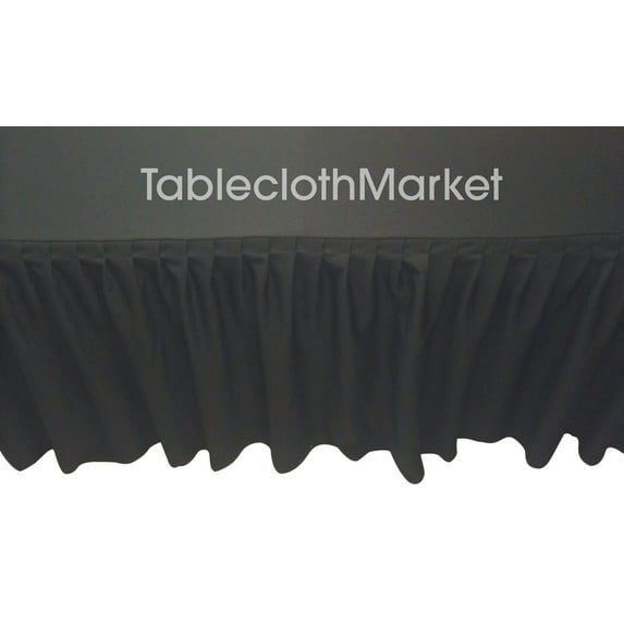 6' ft. Fitted Table Skirting Cover w/ Top Topper Single Pleated Trade show BLACK"