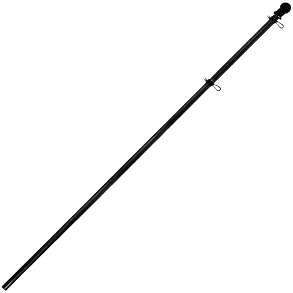 6 ft Flag Pole, Heavy Duty Stainless Steel Flags Pole with Rotating Rings, Anti-Wrap, 5 Section Splice, Metal Thread Connection, Include Flag Clips, Weather Resistant, Black