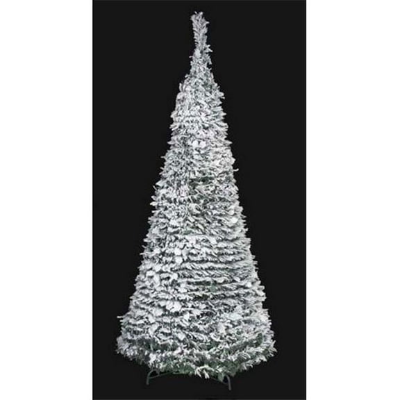 6 ft. Flocked Pop Up Tree, White & Green