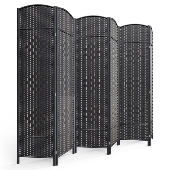 6-ft Folding Room Divider with Diamond Design, 6-Panel No Assembly Required, Freestanding,Dark Gray