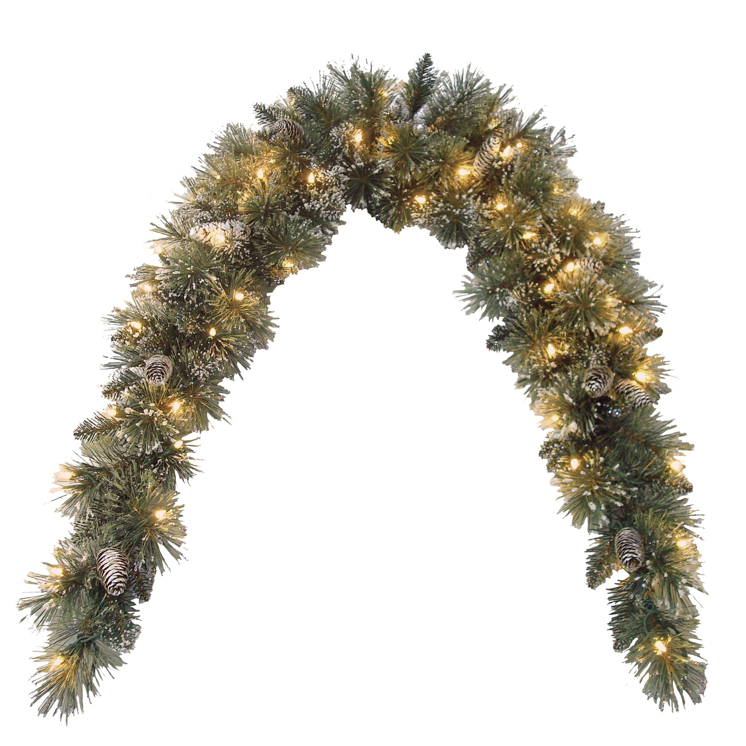 6-Foot Green Glittery Bristle Pine Mantel Swag with Clear Lights