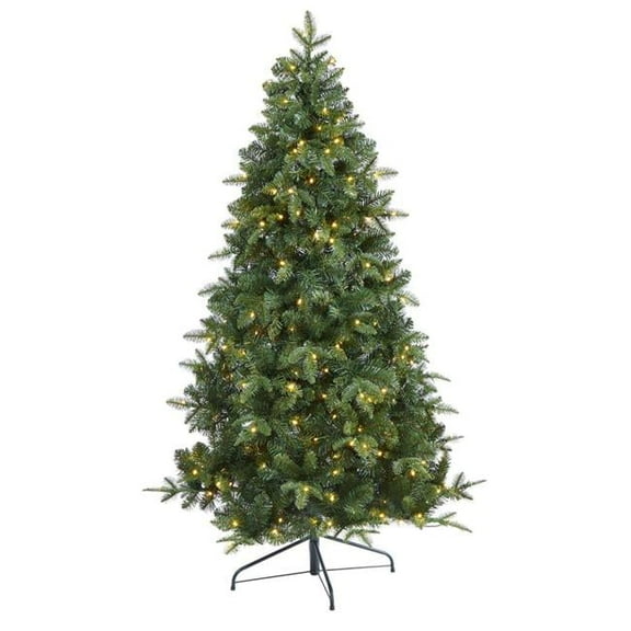 6 ft. Grand Teton Spruce Flat Back Artificial Christmas Tree with 180 Clear LED Lights & 727 Bendable Branches