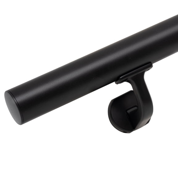 6 ft Handrails for Indoor Stairs,Deck,Slope,Modern Aluminum Handrail Set, Wall Mounted, with Zink-Alloy Brackets Aluminium Railing System,Rust Free. (Matte Black, 6FT)