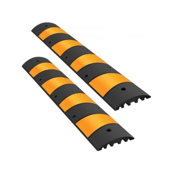 6 ft. Heavy Duty Speed Rubber Driveway Modular, Black & Yellow - 2 Piece