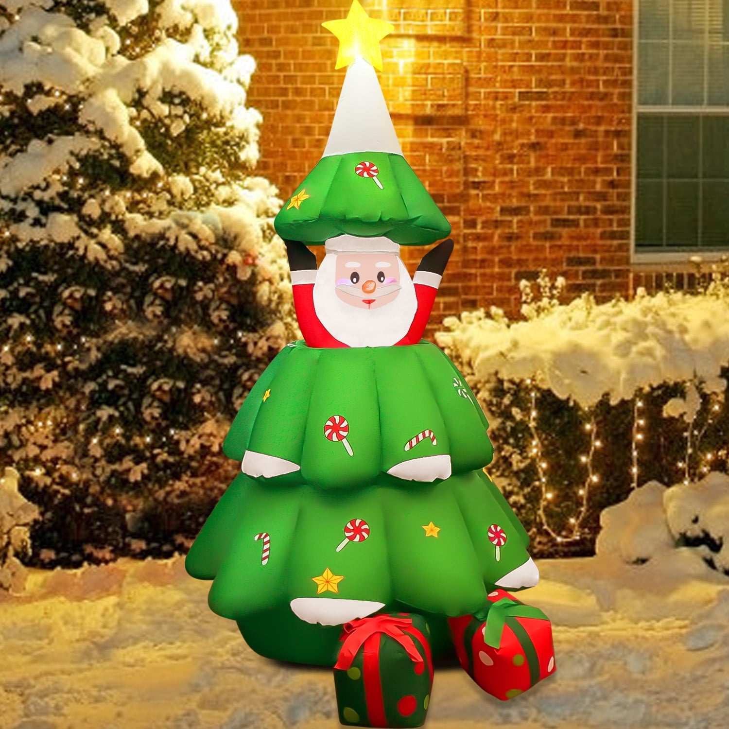 GVDV 6ft Christmas Inflatables, Christmas Blow up with Pop-up Santa Claus, Xmas Outdoor Decoration