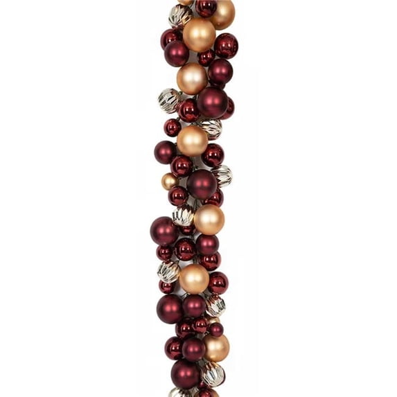 6 ft. Mixed Matte & Reflective Ball Garland, Burgundy & Gold