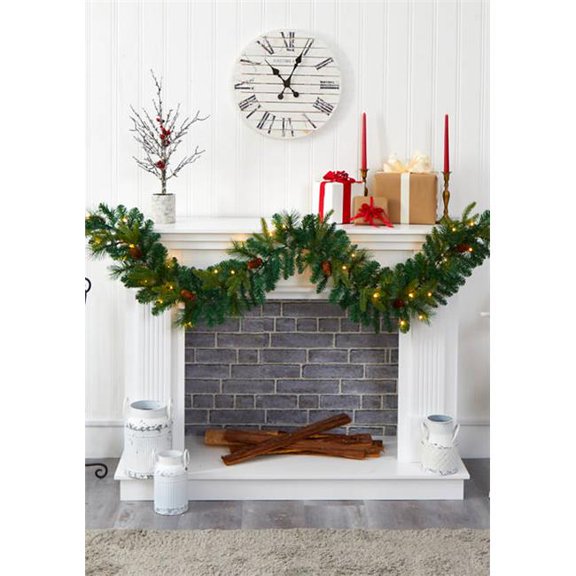 6 ft. Mixed Pine & Pinecone Artificial Garland with 35 Clear LED Lights