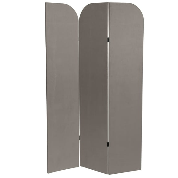 6 ft. Modern Arch Velvet Room Divider Charcoal 3 Panel