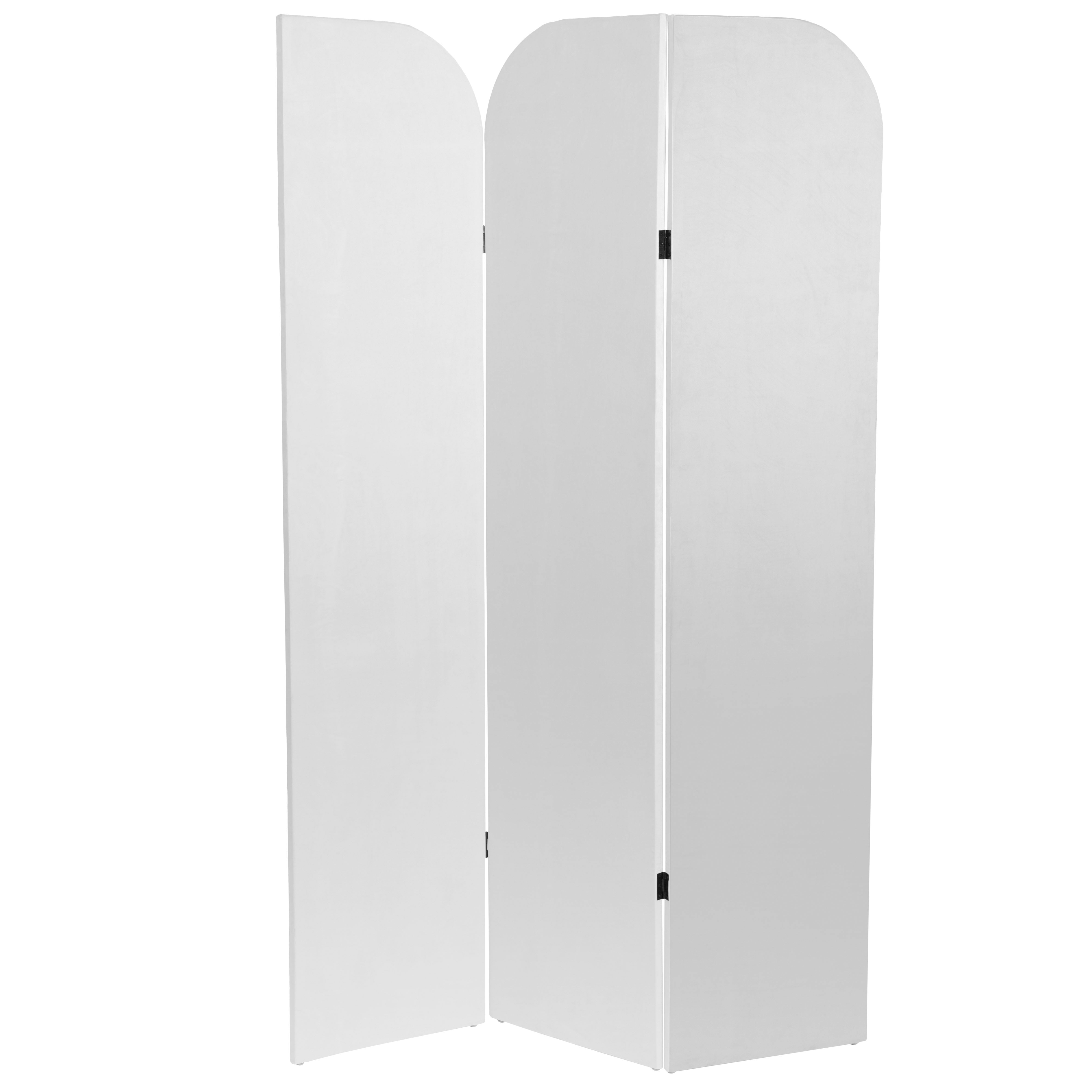 6 ft. Modern Arch Velvet Room Divider White 3 Panel