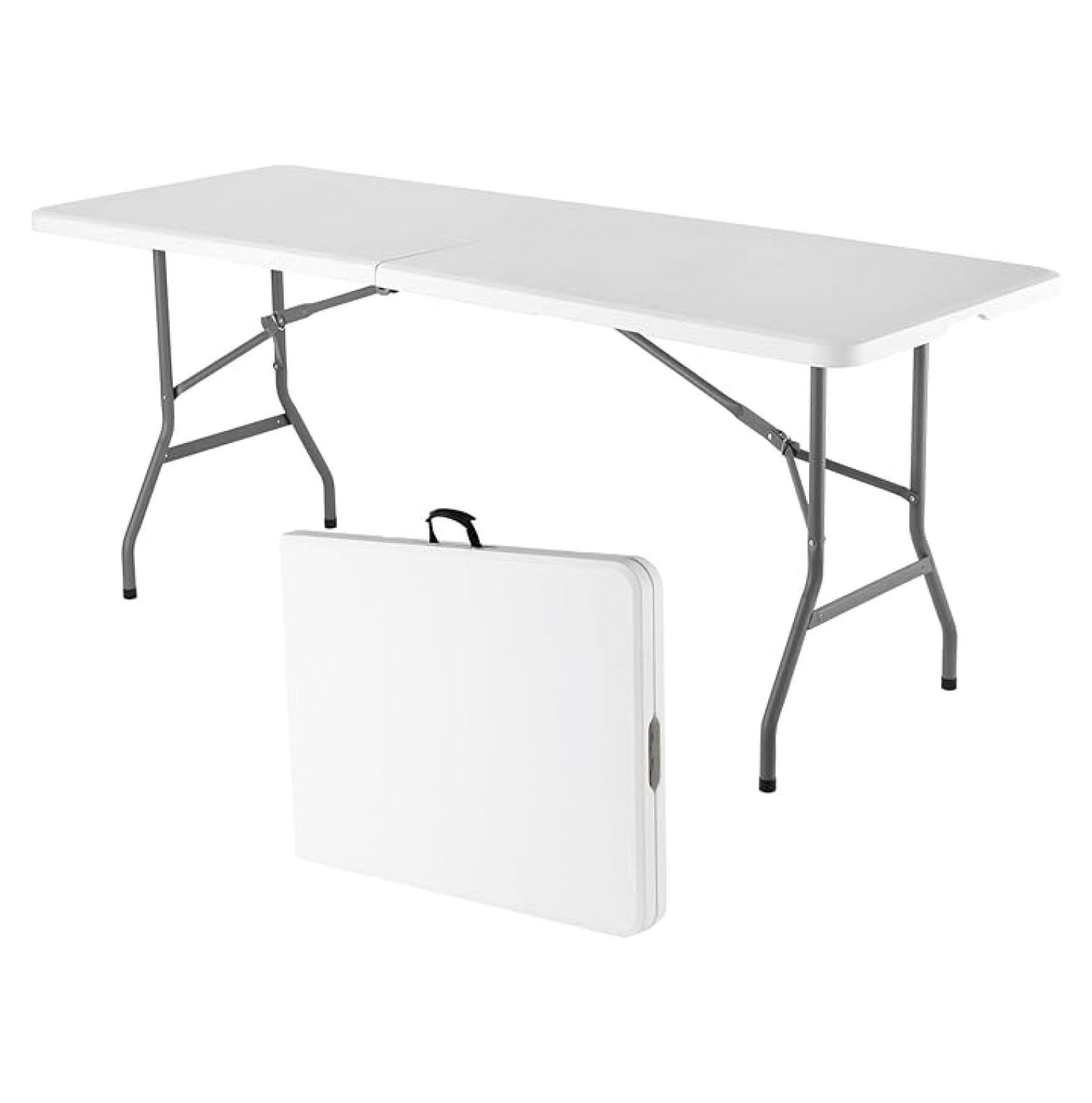 6 ft Plastic Folding Table Outdoor, Portable Rectangular Collapsible ...
