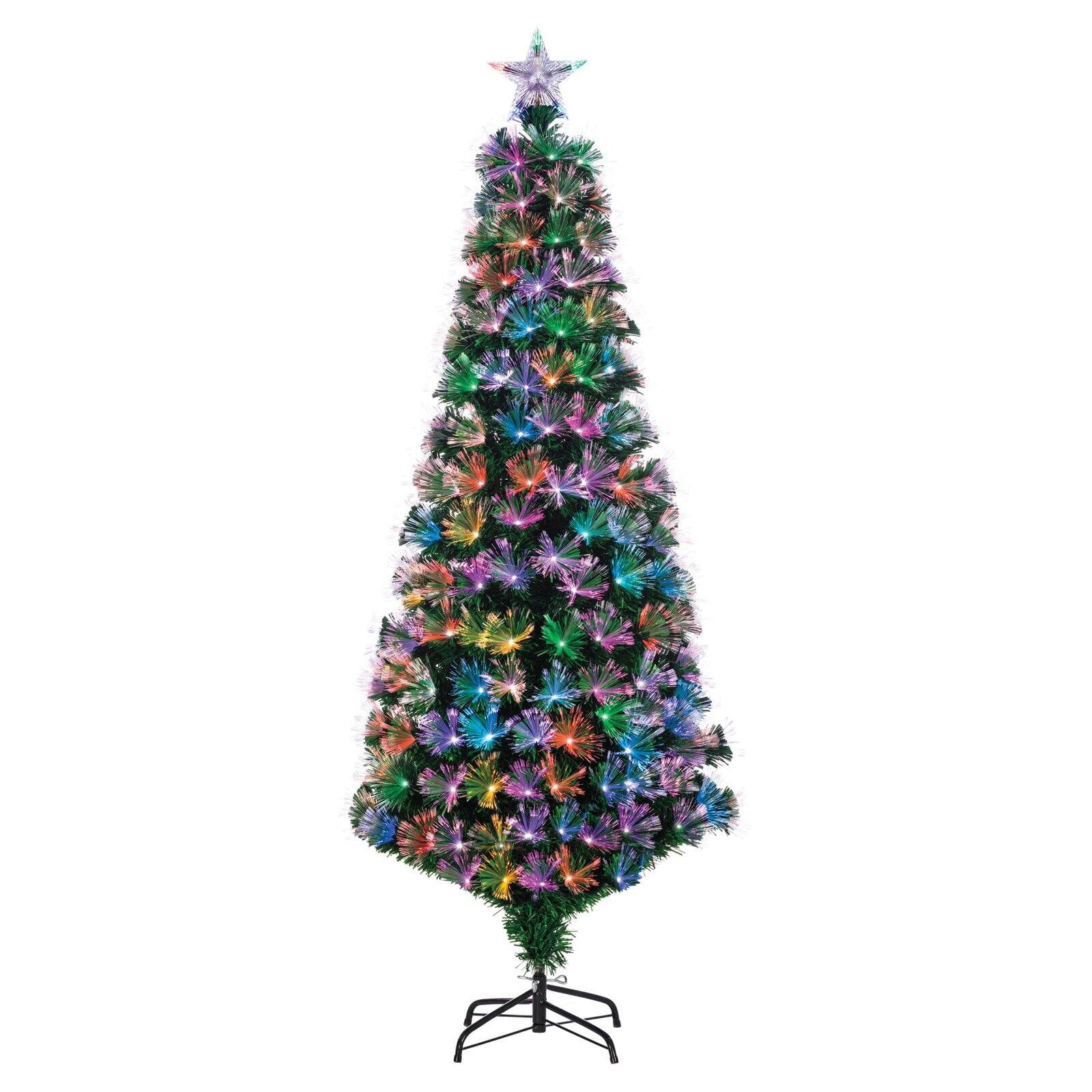 6' Festive Fiber Optic Multicolor Changing Christmas Tree with Star Topper