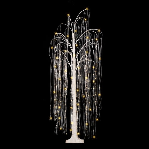 6 ft Pre- Lit Outdoor Willow Tree With 360 Warm White Multi Function LED Lights