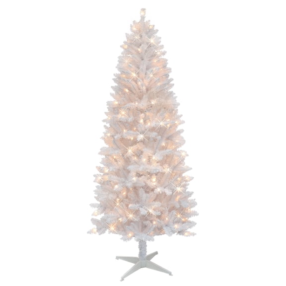 6 ft Pre-Lit White Carson Artificial Pine Tree