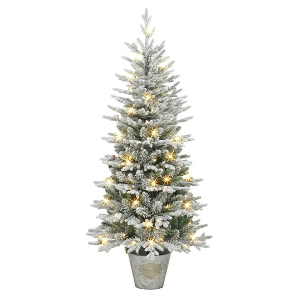 6 ft Pre-lit PE/PVC Flocked Tree 1015 Tips 250 UL Clear Incandescent Lights