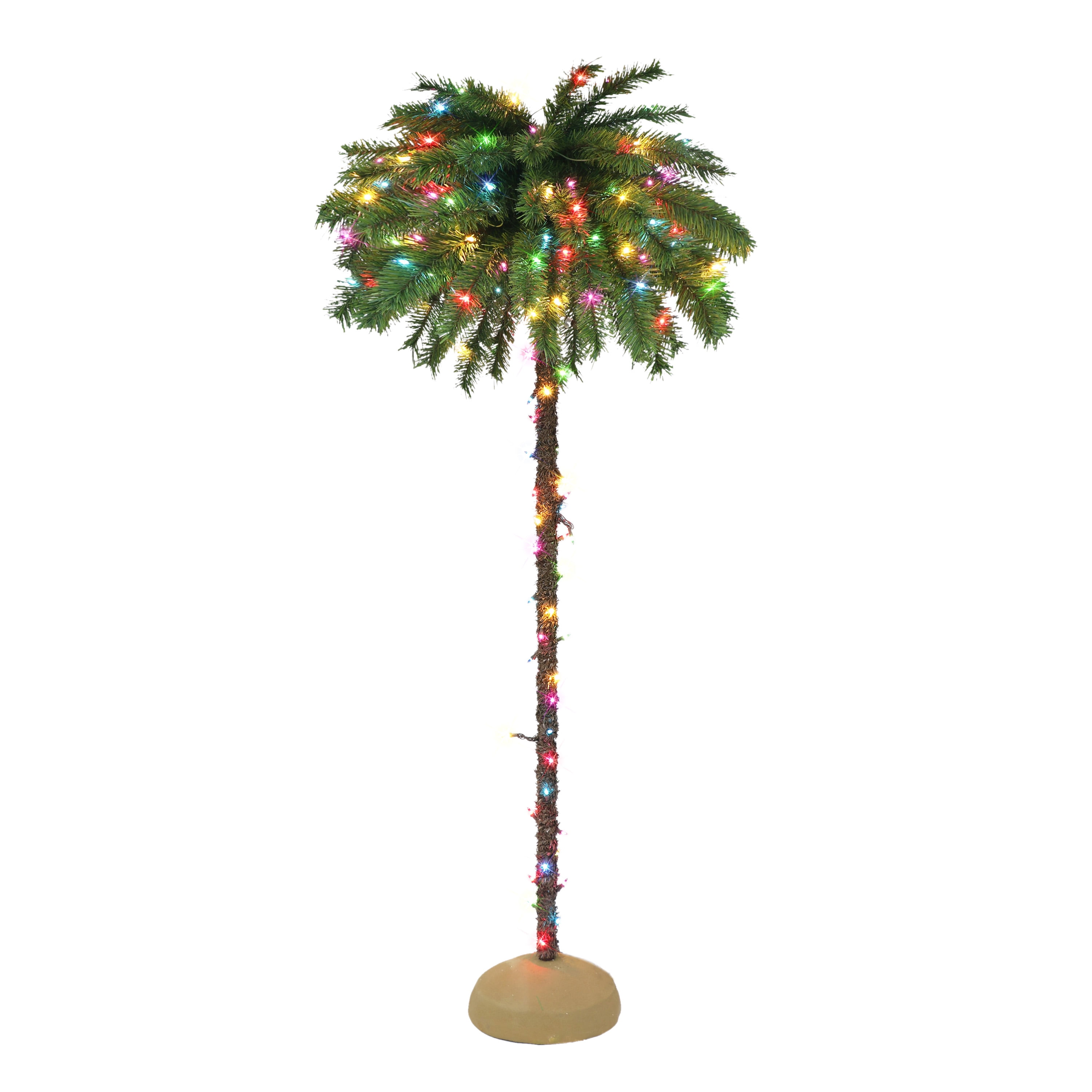 Free Shipping! 6 ft Pre-lit Palm Tree With 70 Tips 150 UL Multi color ...