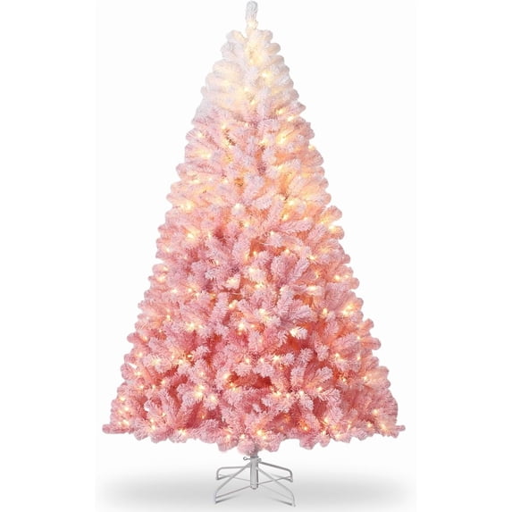6 ft Prelit Artificial Christmas Tree with 250 RGB & Warm White Lights ...