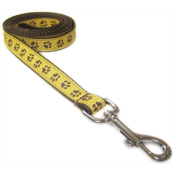6 ft. Puppy Paws Dog Leash, Yellow & Brown - Medium