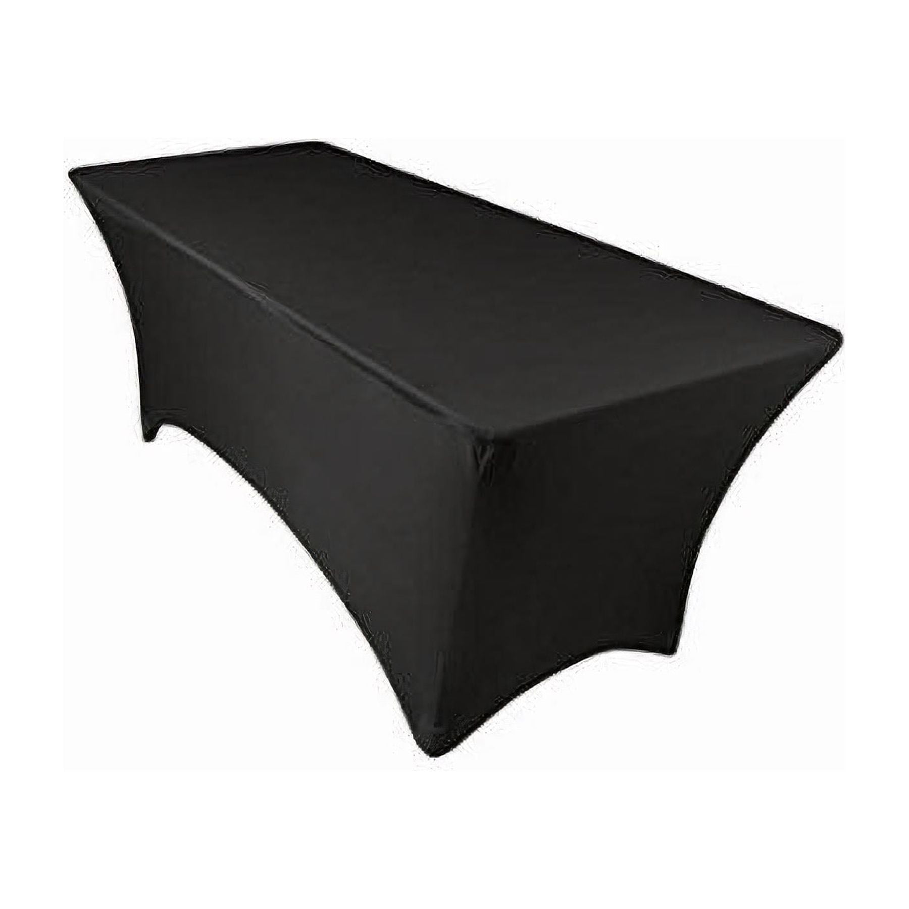 6 ft Rectangular Stretch Tablecloth (Black)Spandex Tight Fit Table