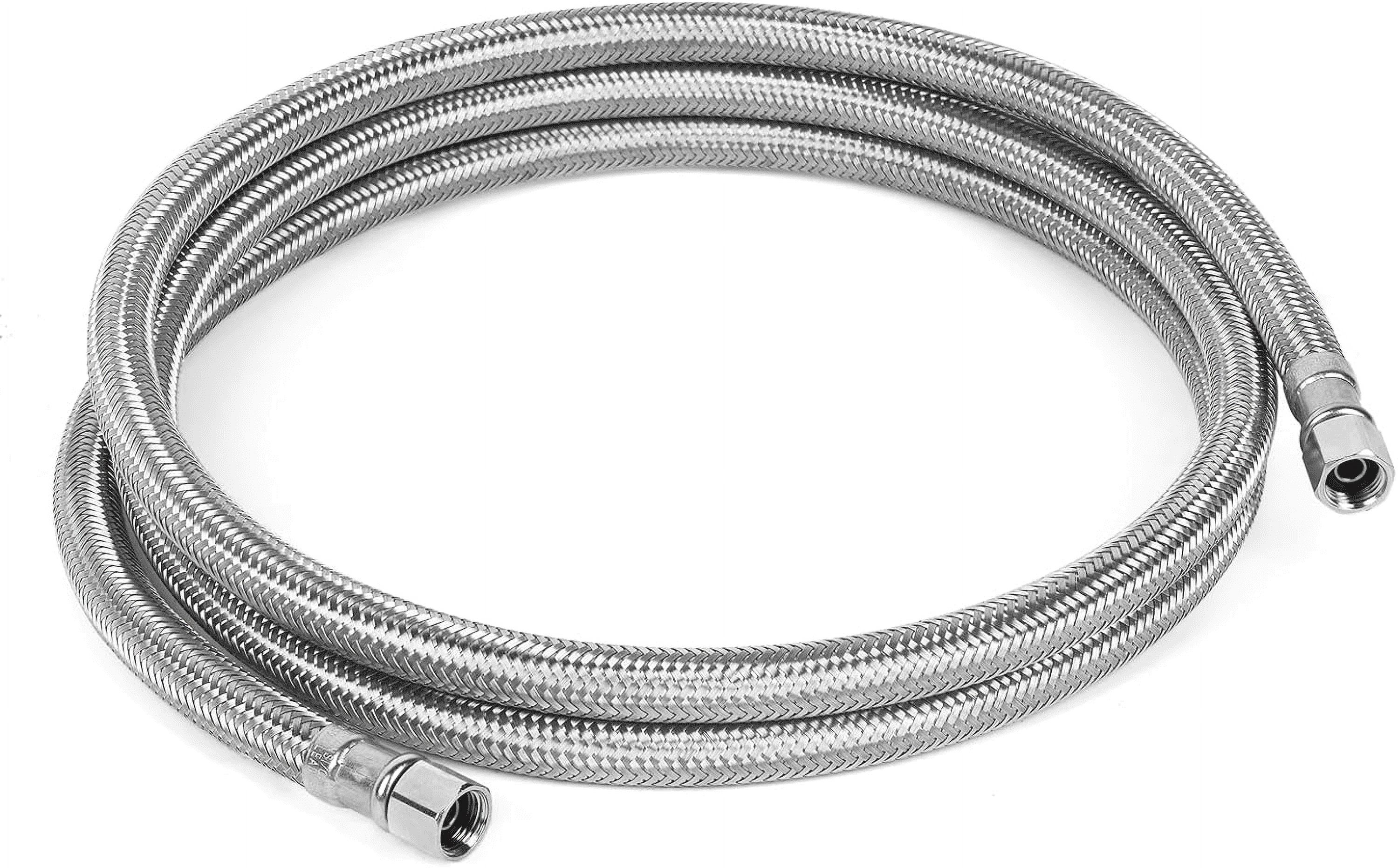 6 ft Refrigerator Water Ice Maker Supply Line, 1/4 inch Compression Stainless Steel Ice Maker Hose Connector, for Small Residences with Short Distance