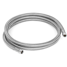 Endurance Pro 15 Foot Universal Ice Maker Flexible Braided Stainless Steel  Water Supply Hose Connector Connection, 1/4 x 1/4 Inch Compression Fittings  