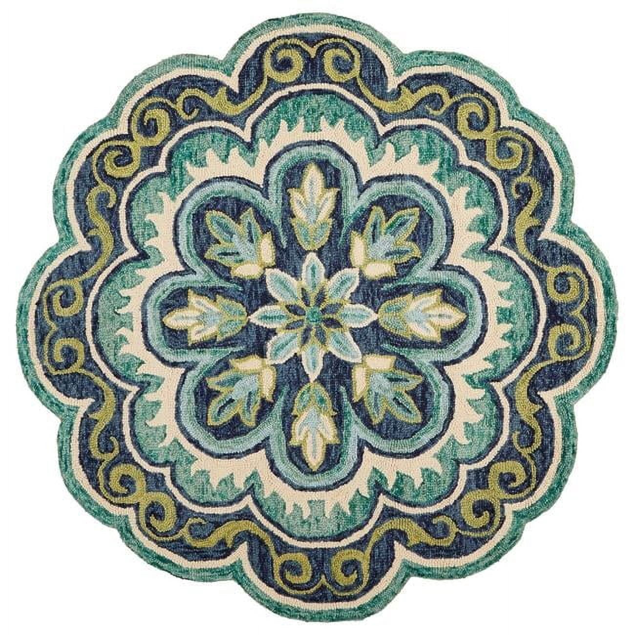6 ft. Round Green Floral Artwork Area Rug - Green - 6' - Walmart.com