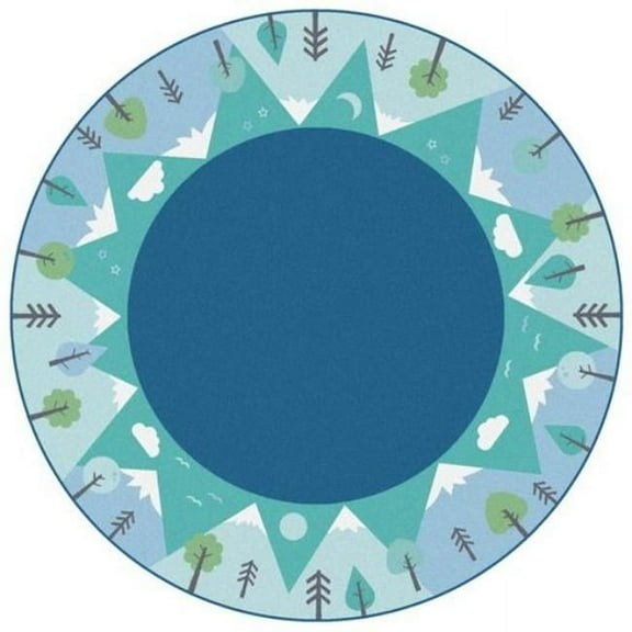 6 ft. Round Kidsoft Tranquil Mountain Rug - Green