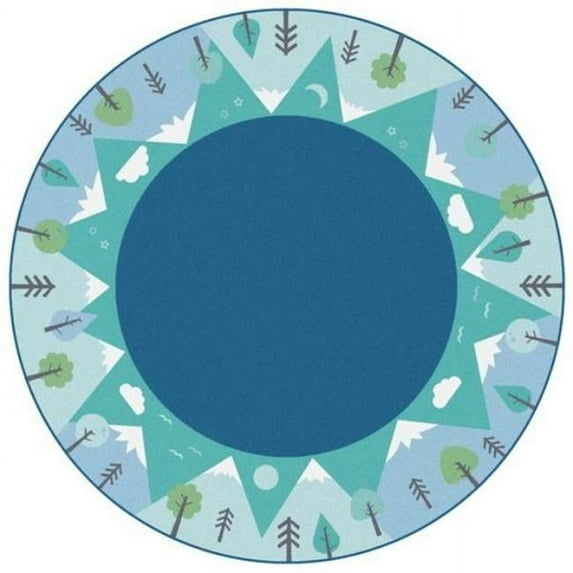 6 ft. Round Kidsoft Tranquil Mountain Rug - Green