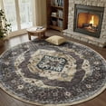 thumbnail image 1 of 6 ft Round Rugs for Living Room Bedroom Rug Circle Area Rug for Dining Room Table Throw Vintage Circular Rugs Washable Soft Comfortable Brown Taupe, 1 of 12