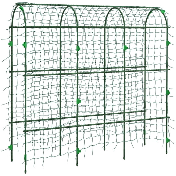 6 ft Tall Arch Trellis for Climbing Plants, A-Frame Cucumber Trellis with Plastic Coated Steel Frame and Climbing Net, Support Vegetables, Peas, Fruit & Vines, Green, 71.75L x 17W x 72H