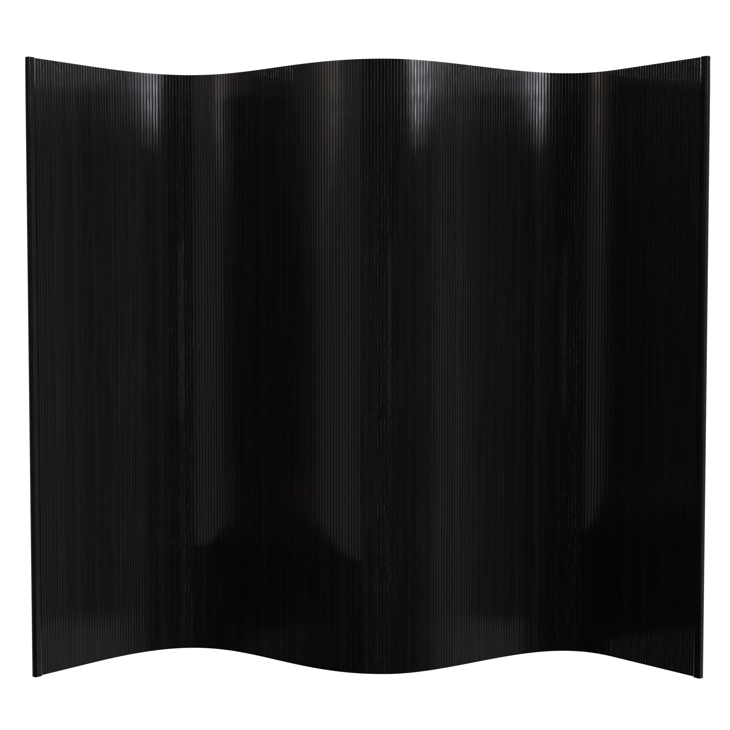6 ft. Tall Black Bamboo Wave Room Divider Screen