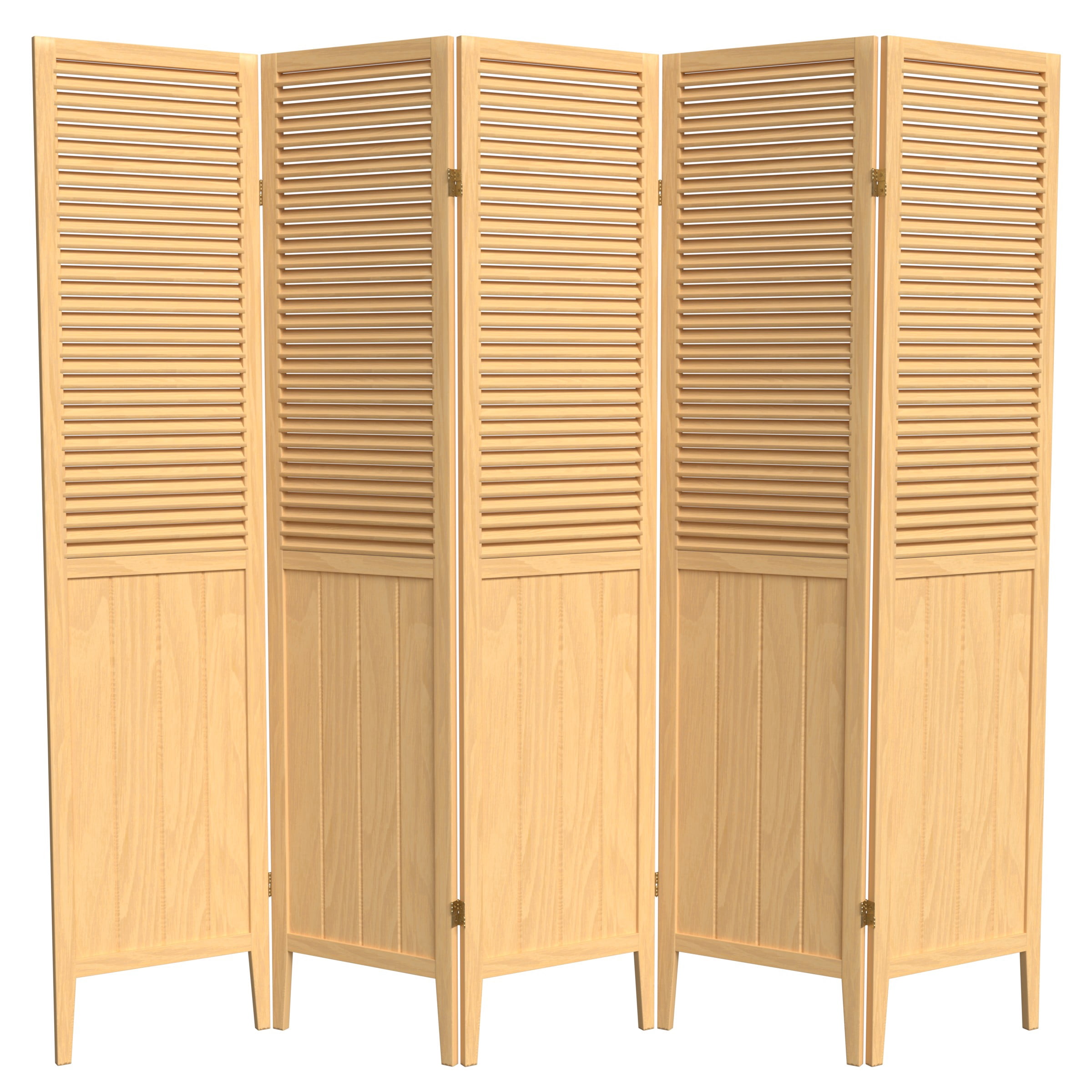 6 ft. Tall Beadboard Divider with Natural Finish - 5 Panel Adjustable Screen