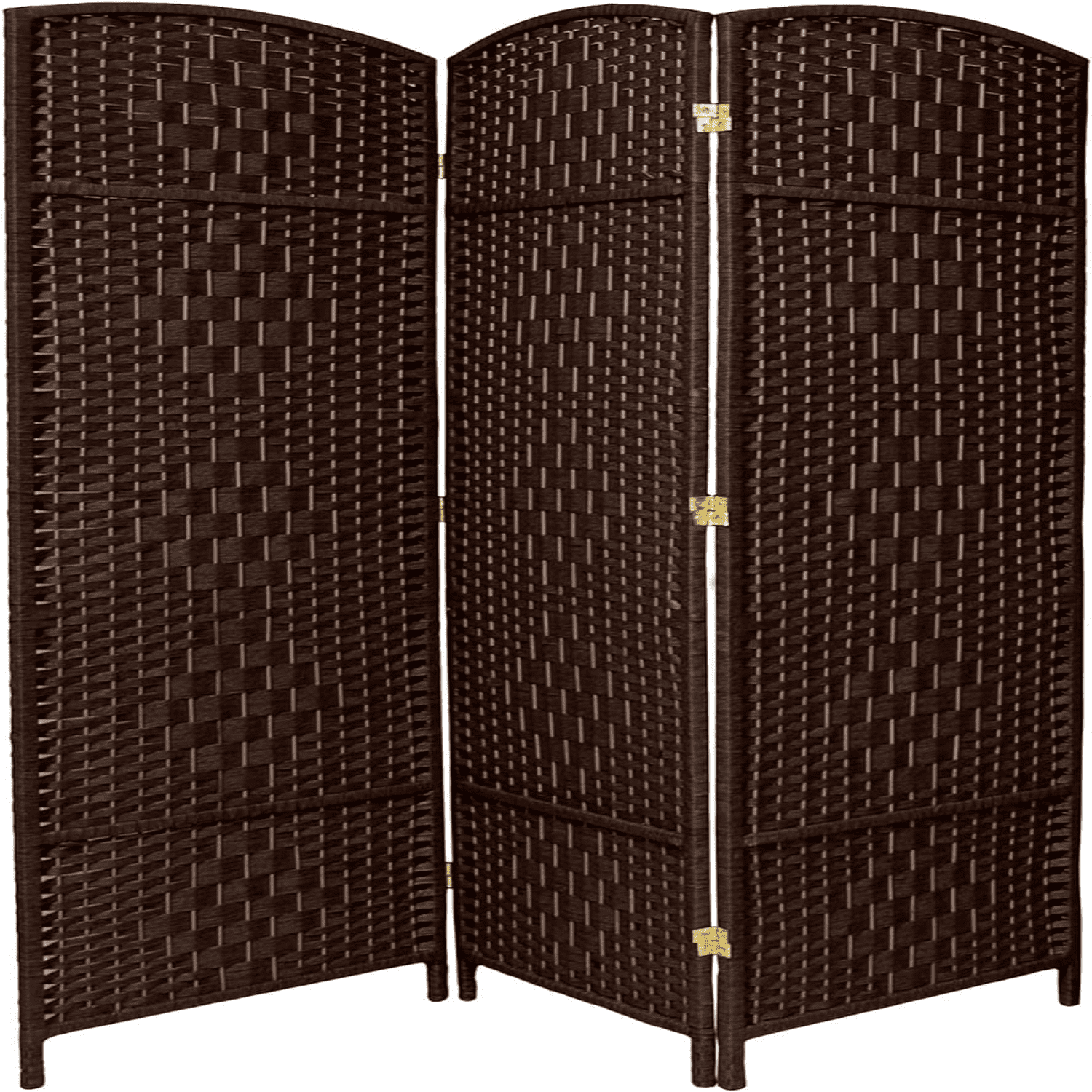 6 ft. Tall Diamond Weave Fiber Room Divider Dark Mocha 3 Panel