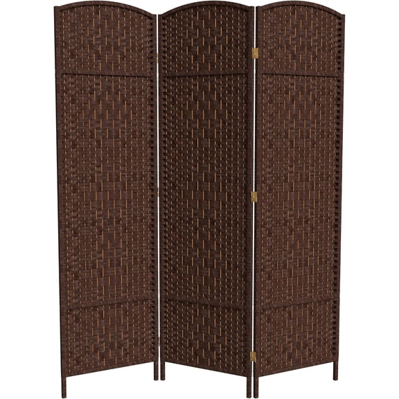 6 ft. Tall Diamond Weave Fiber Room Divider - Dark Mocha - 3 Panel