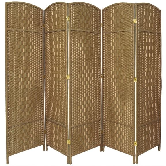 6 ft. Tall Diamond Weave Fiber Room Divider - Natural - 5 Panel